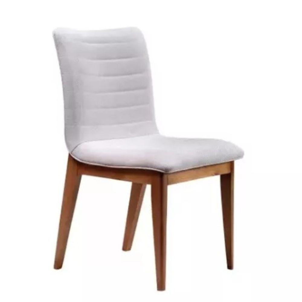 Cadeira De Jantar Cercatto Revestida Em Tecido Suede Cor Cinza Claro - 1