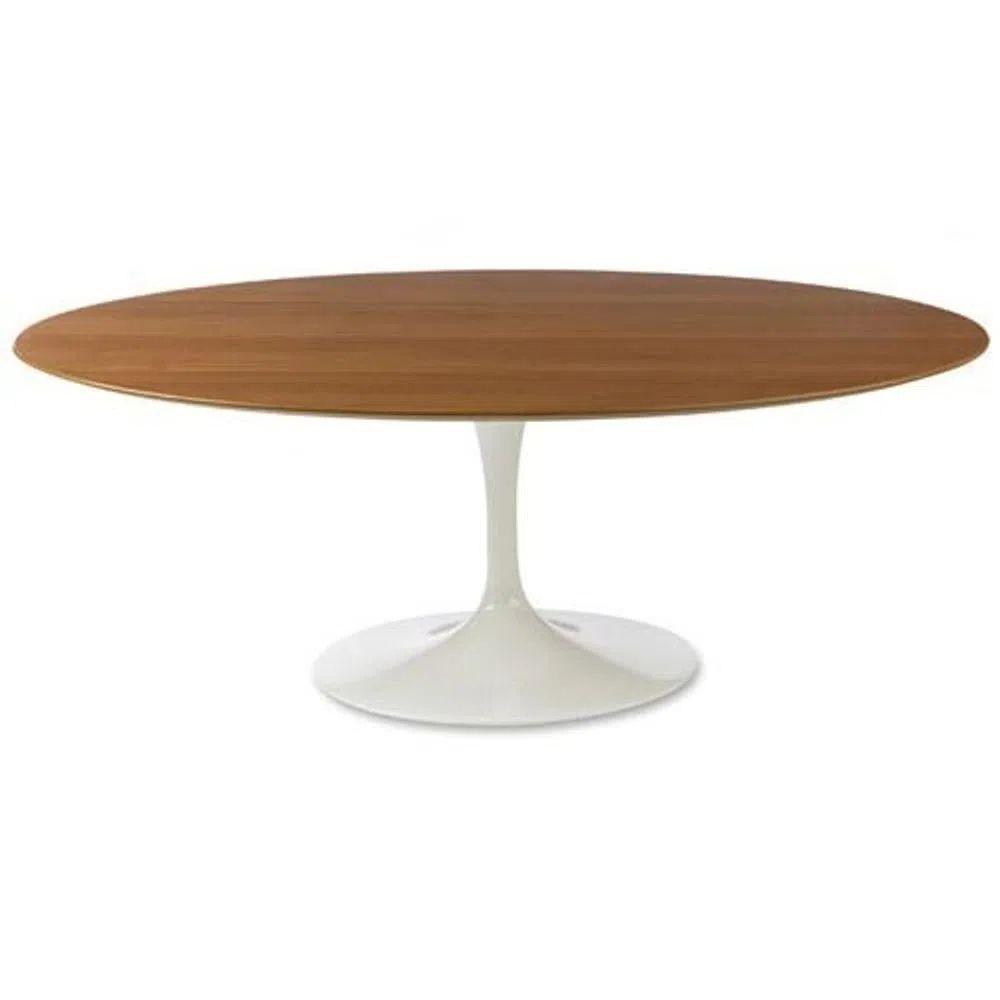 Mesa de Jantar Tulipa Oval 198x122cm Tampo Freijó Branco - 1