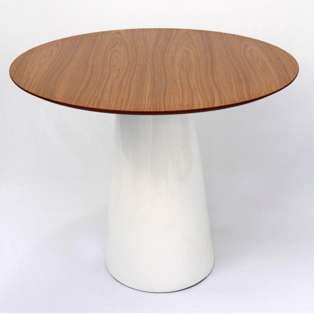 Mesa de Jantar Cone 90cm Tampo Freijó Branco - 1