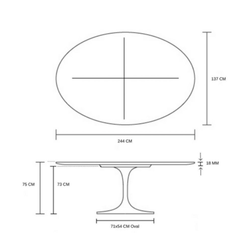 Mesa de Jantar Tulipa Oval 244x122cm Laqueada Branco - 2