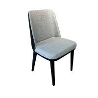 Cadeira De Jantar Londres Revestida Em Tecido Linho E Courino Cor Cinza Claro