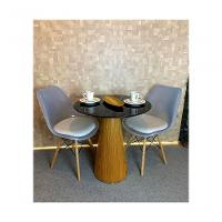 Mesa De Jantar Cone 60 Cm Base Madeira Freijó Tampo Laqueado Preto Cor Marrom - 3