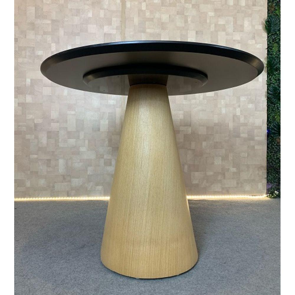 Mesa Cone 70cm Base Madeira Natural Freijó Claro Tampo Preto - 2