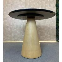 Mesa Cone 70cm Base Madeira Natural Freijó Claro Tampo Preto - 2