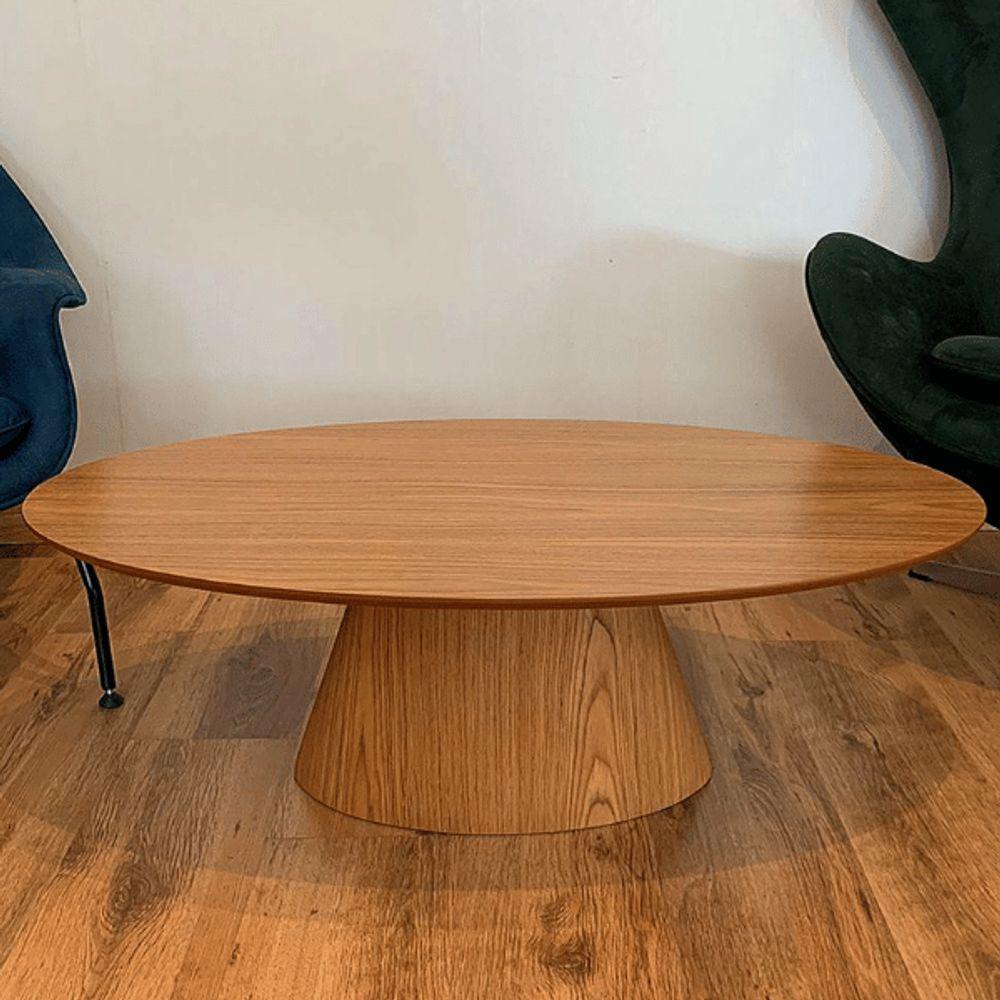 Mesa De Centro Cone Oval 110x60 Cm Base Laminada Em Madeira Freijó Tampo Freijó Cor Marrom - 5