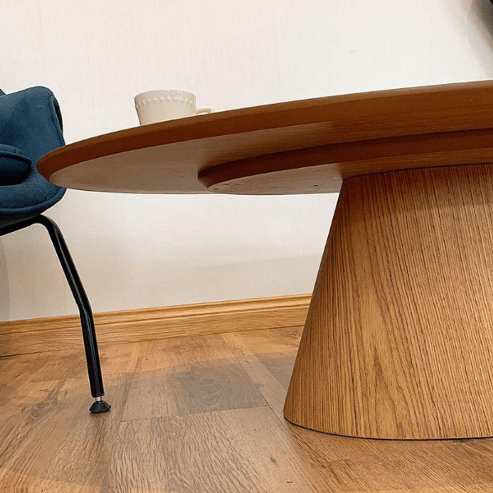 Mesa De Centro Cone Oval 100x60 Cm Base Laminada Em Madeira Freijó Tampo Freijó Cor Marrom - 2