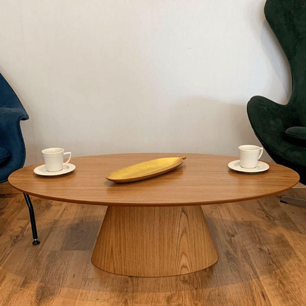 Mesa De Centro Cone Oval 120x60 Cm Base Laminada Em Madeira Freijó Tampo Freijó Cor Marrom - 3