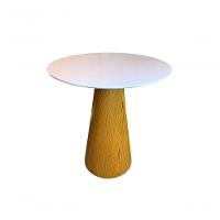 Mesa De Jantar Cone 70 Cm Base Madeira Freijó Tampo Laqueado Branco Cor Marrom - 1