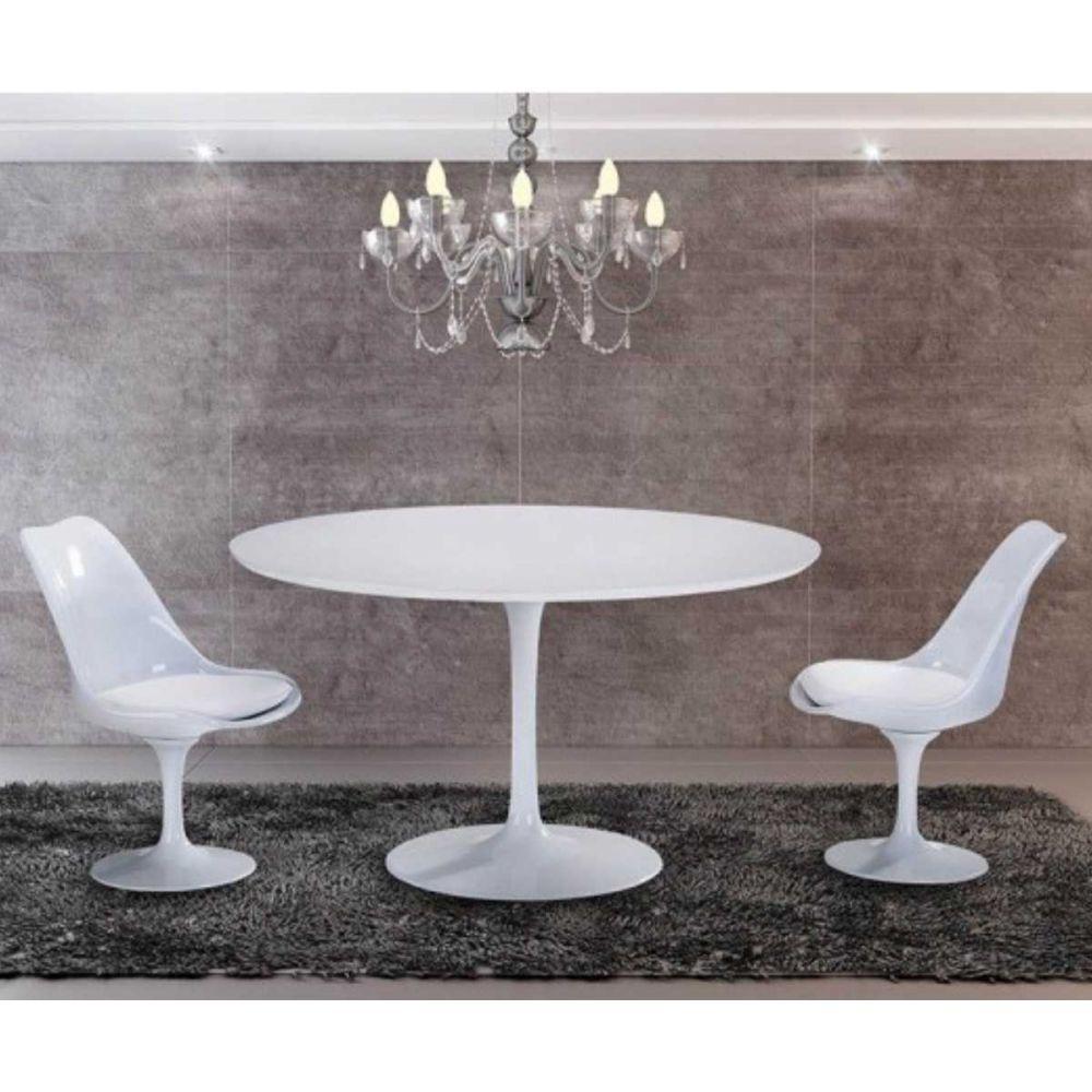 Mesa de Jantar Tulipa Redonda 150cm Laqueada Branco - 2