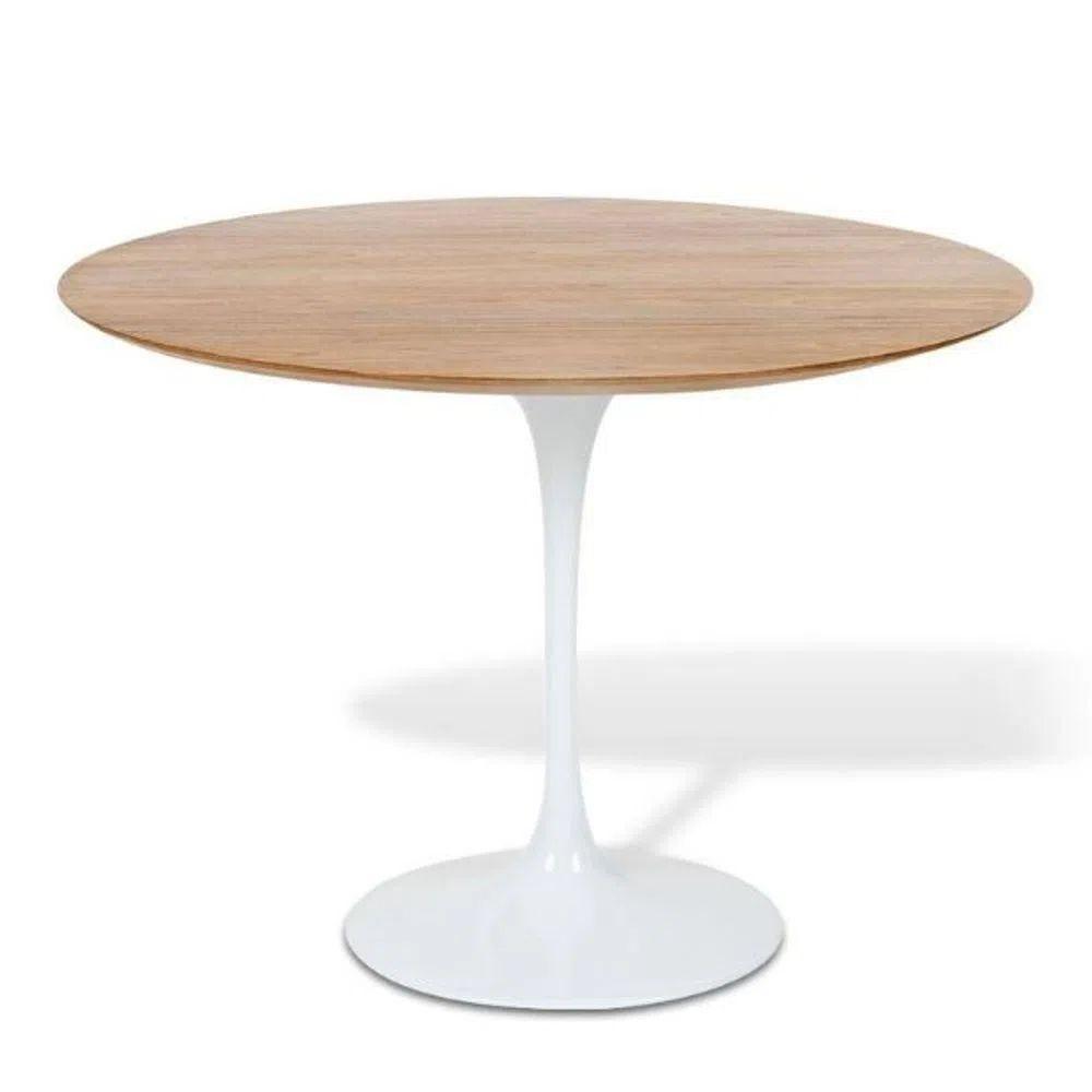 Mesa de Jantar Tulipa Redonda 150cm Freijó Branco - 1