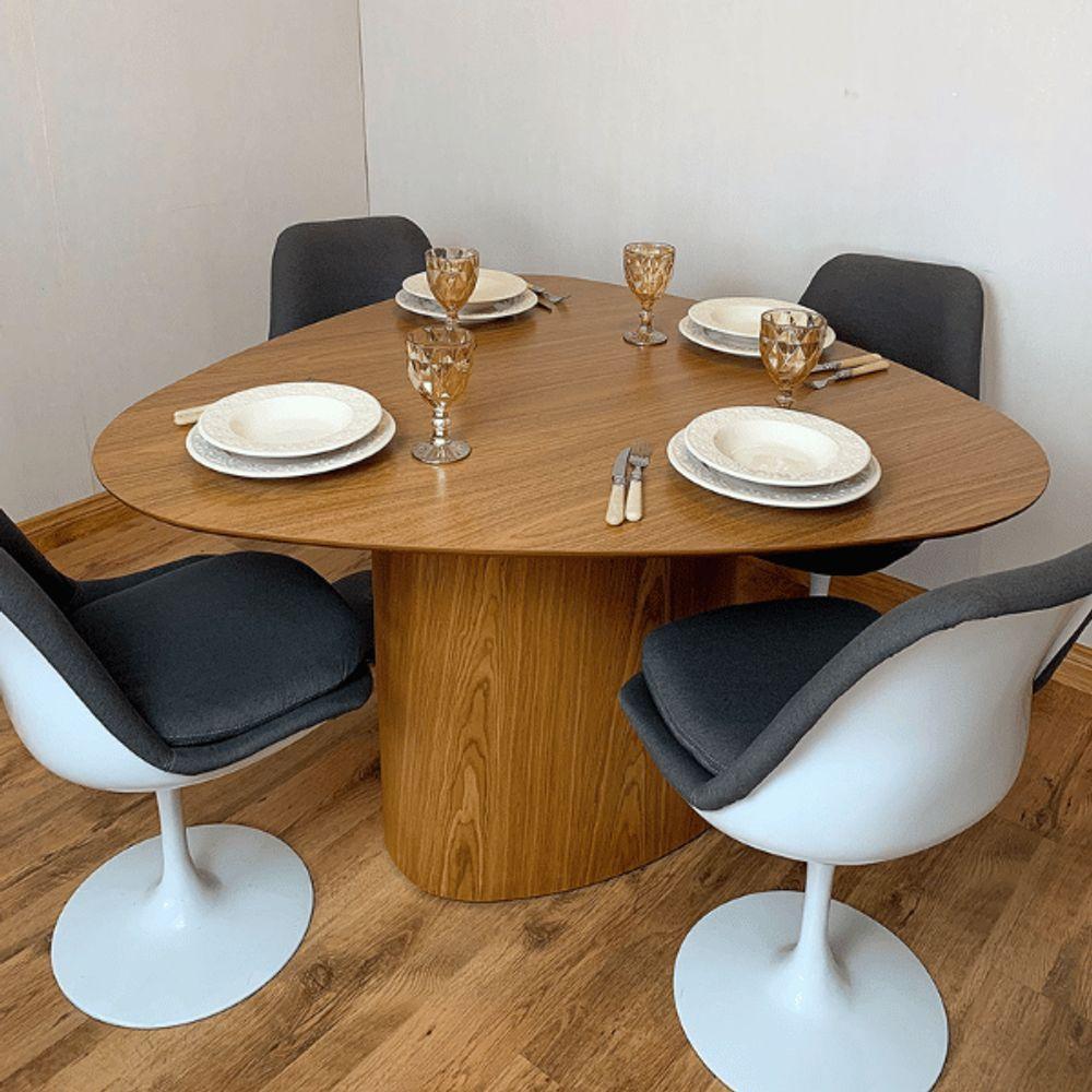 Mesa De Jantar Cone Orgânica 100x103cm Tampo Freijó Base Freijó Cor Marrom - 3