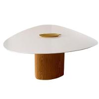 Mesa De Jantar Cone Orgânica 100x103 Cm Tampo Laca Branca Base Freijó Cor Marrom
