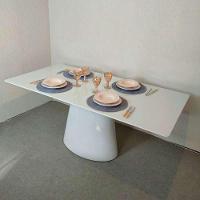 Mesa De Jantar Cone Retangular 160x90 Cm Base Oval Laca Branca Tampo Laca Branca Cor Branco - 2