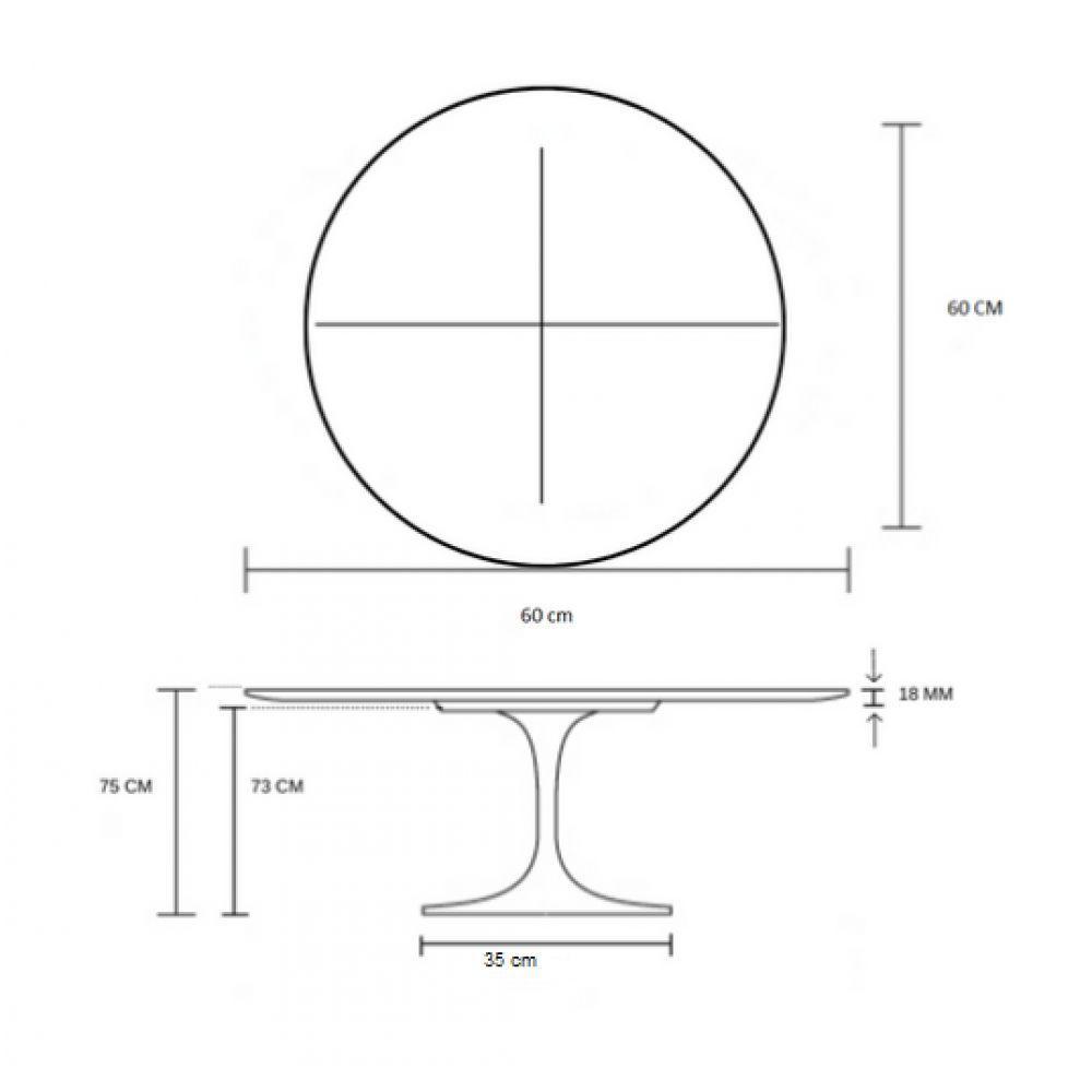 Mesa Tulipa Saarinen Redonda 60cm Tampo Freijó Branco - 2