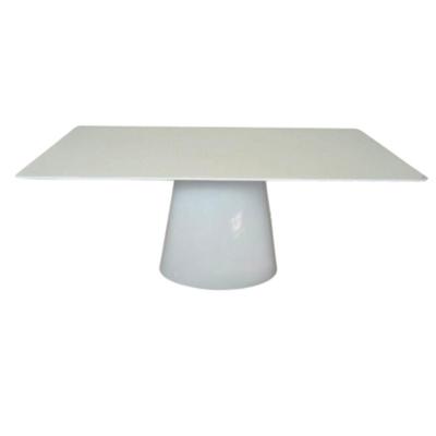 Mesa De Jantar Cone Retangular 140x90 Cm Base Oval Laca Branca Tampo Laca Branca Cor Branco