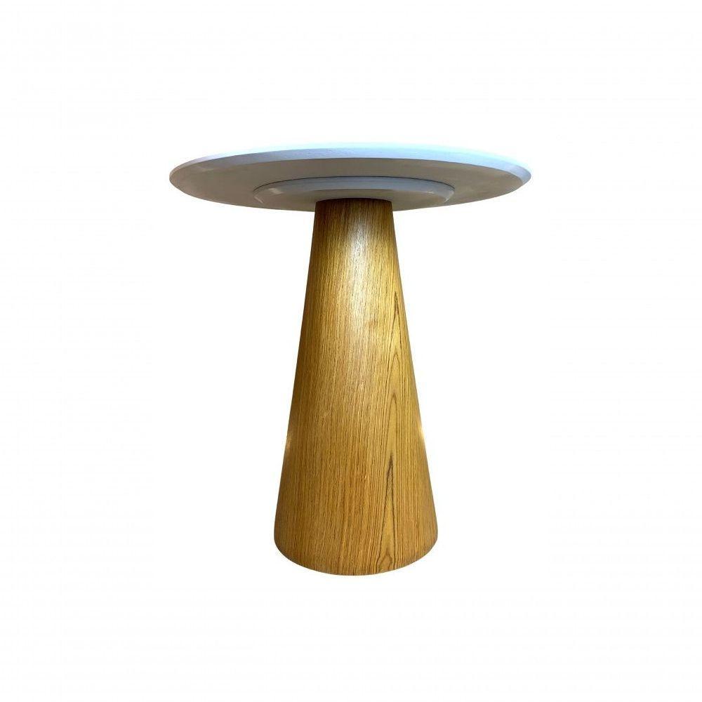Mesa Cone Para Sala De Jantar - Madeira Freijó Tampo 60 Cm Laca Branca Cor Marrom - 2