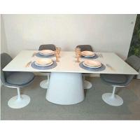 Mesa De Jantar Cone Retangular 244x137 Cm Base Oval Laca Branca Tampo Laca Branca Cor Branco - 2