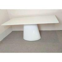Mesa De Jantar Cone Retangular 244x137 Cm Base Oval Laca Branca Tampo Laca Branca Cor Branco