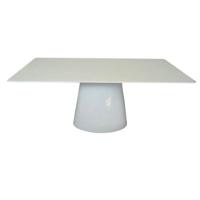 Mesa De Jantar Cone Retangular 200x100 Cm Base Oval Laca Branca Tampo Laca Branca Cor Branco - 1