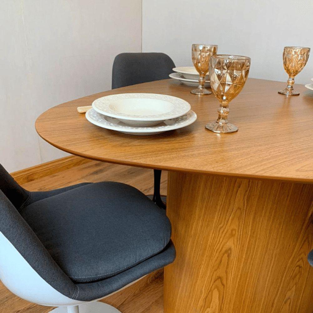 Mesa De Jantar Cone Orgânica 140x144cm Tampo Freijó Base Freijó Cor Marrom - 5