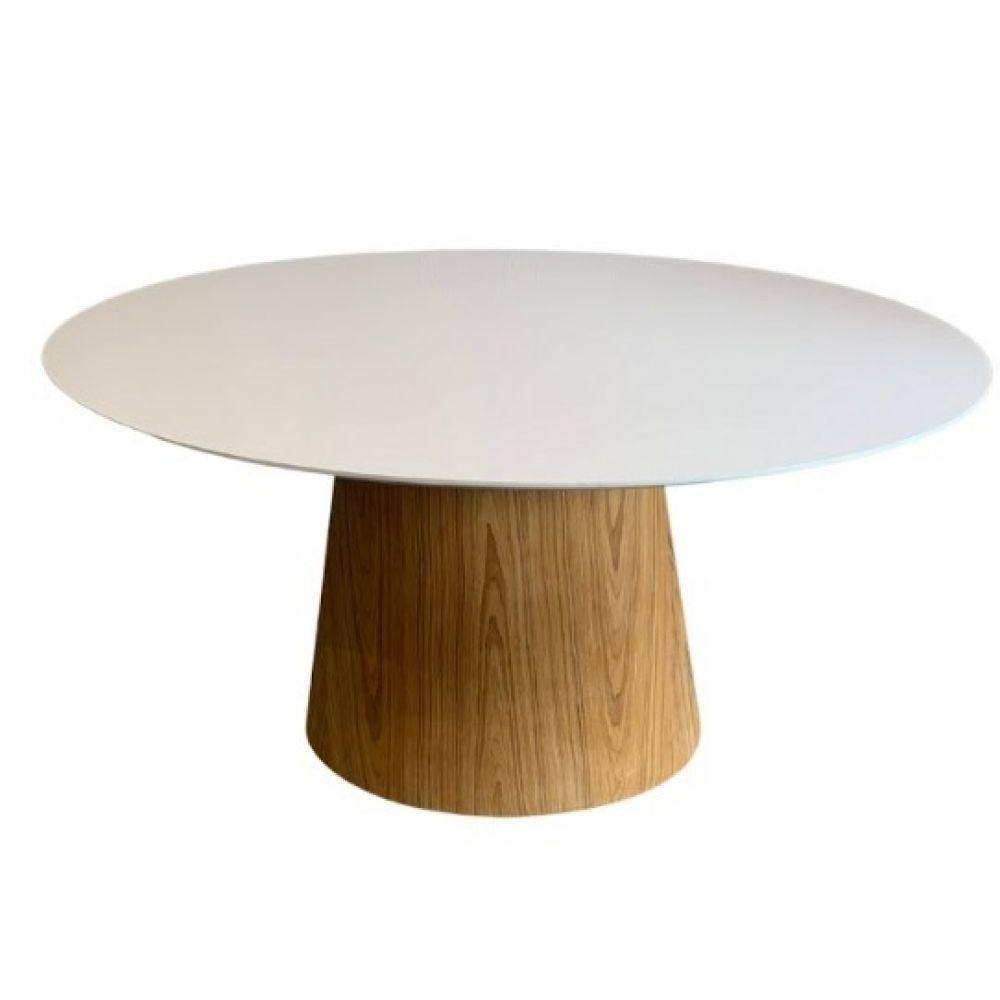 Mesa de Jantar Cone Oval 137x90cm Tampo Base Madeira Branco - 1