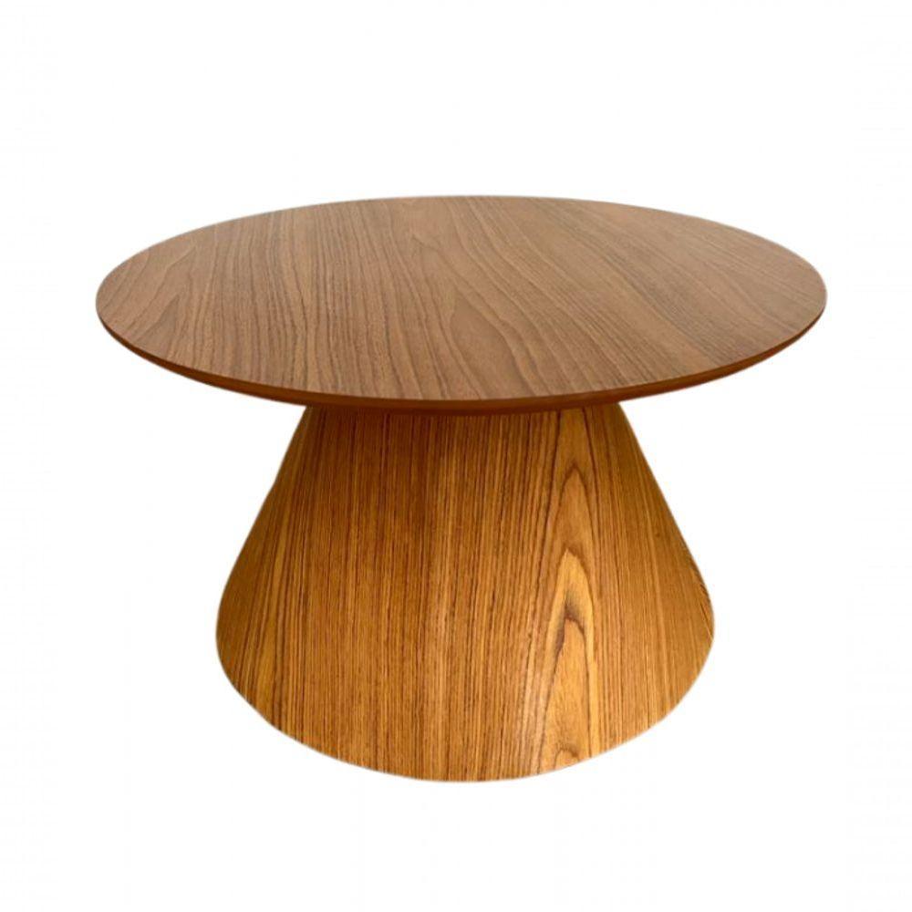 Mesa Cone De Centro Redonda 70 Cm Base Freijó Tampo Freijó - 2