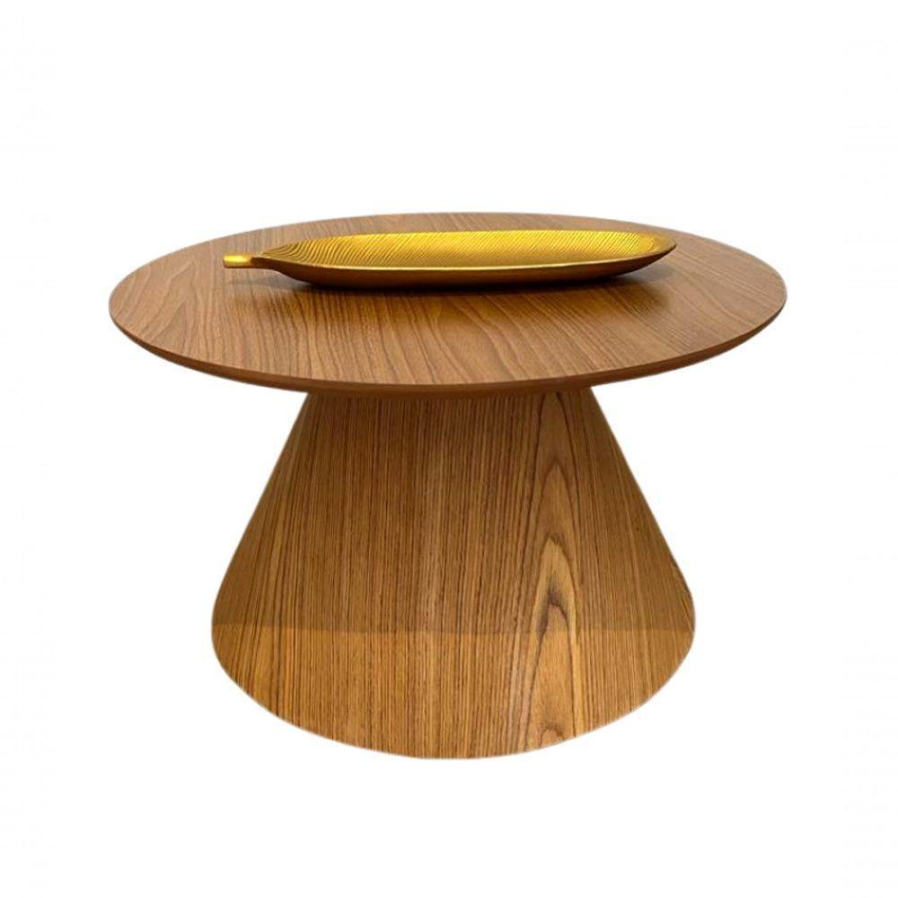 Mesa Cone De Centro Redonda 70 Cm Base Freijó Tampo Freijó - 3