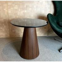 Mesa Cone Lateral Imbuia Rajado Tampo 41cm Laca Preta Marrom - 2