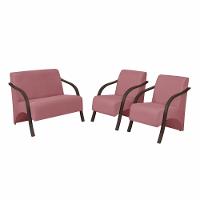 Conjunto Poltronas Vênus Braço Madeira Suede Rosa - 1