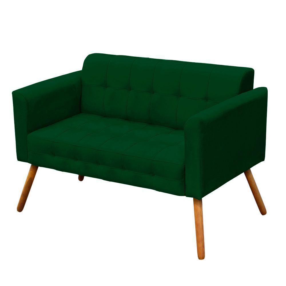 Kit 01 Namoradeira e 01 Poltrona Elisa Suede Pés Palito - 2