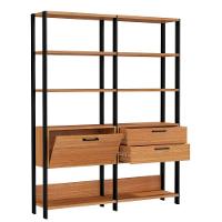 Estante P- Livros 2 Gavetas 1 Porta Freijó-Preto 145 X 32 X - 3