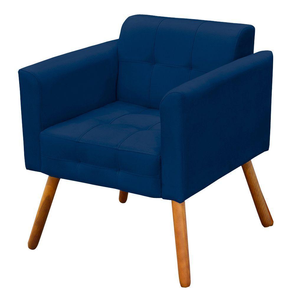 Kit 01 Namoradeira e 01 Poltrona Elisa Suede Azul Marinho - 3