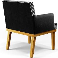 Kit 02 Poltronas Base Mel Suede Pied Poule Couríssimo Preto - 5