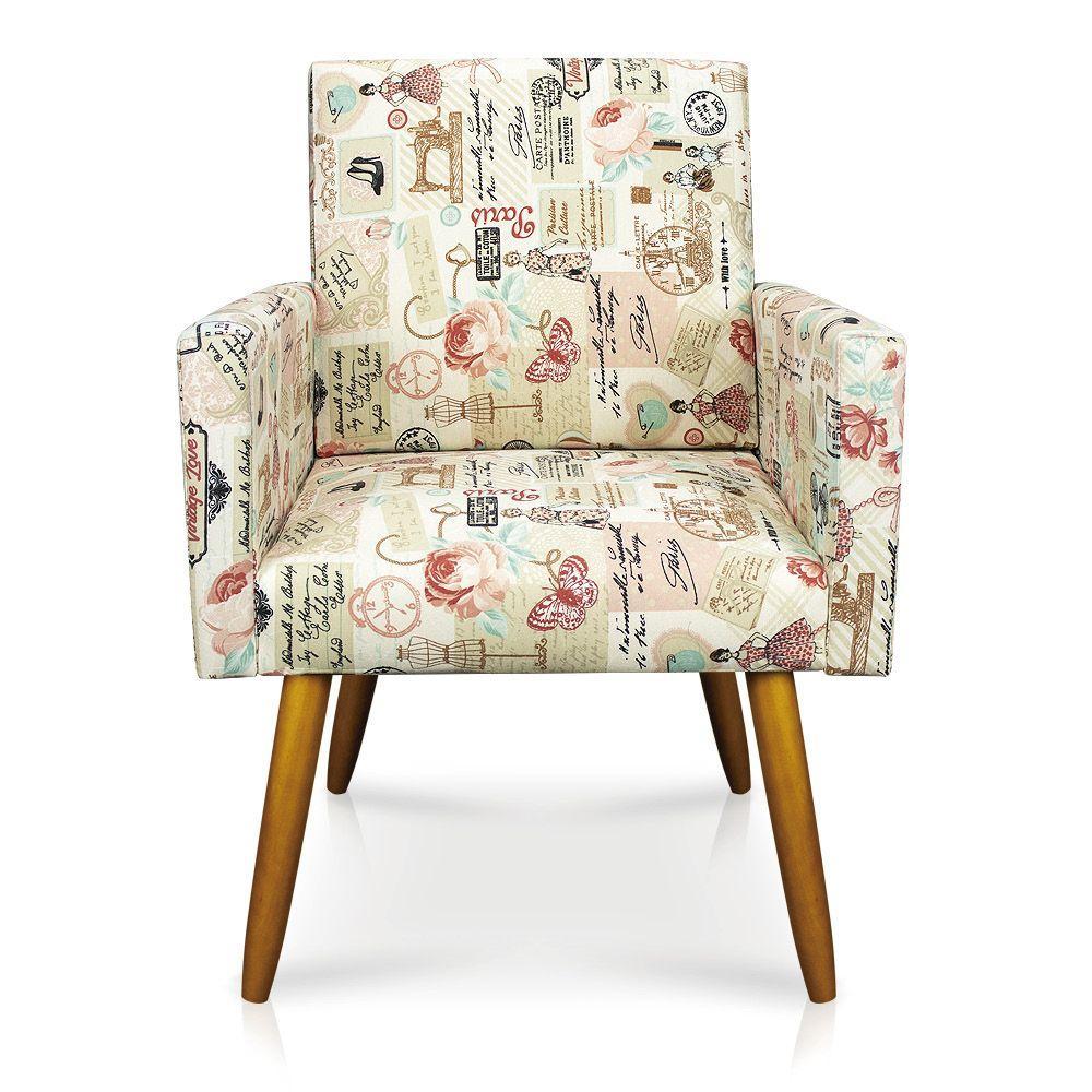 Kit 01 Poltrona e 01 Puff Larissa Retrô Rosa D61 - 4