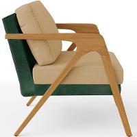 Kit 02 Poltronas Facto Verde Musgo Linho Bege Escuro - 3