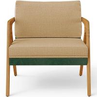 Kit 02 Poltronas Facto Verde Musgo Linho Bege Escuro