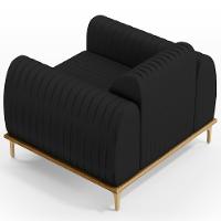 Kit 02 Poltronas E Pés D'Ouro Molino D02 Veludo Preto C-300 - 2