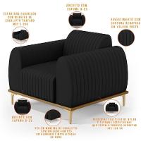 Kit 02 Poltronas E Pés D'Ouro Molino D02 Veludo Preto C-300 - 6