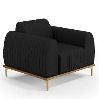 Kit 02 Poltronas E Pés D'Ouro Molino D02 Veludo Preto C-300 - 7