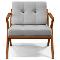 Kit 02 Poltronas Com Cintas De Corano Laís B04 Linho Cinza - 9