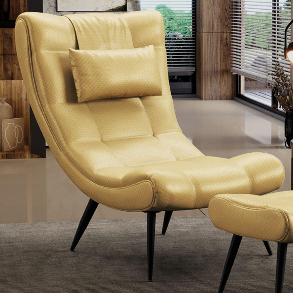 Kit 02 Poltronas Sher Facto Pés Palito De Ferro Cor Dourado - 8