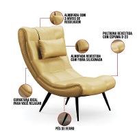 Kit 02 Poltronas Sher Facto Pés Palito De Ferro Cor Dourado