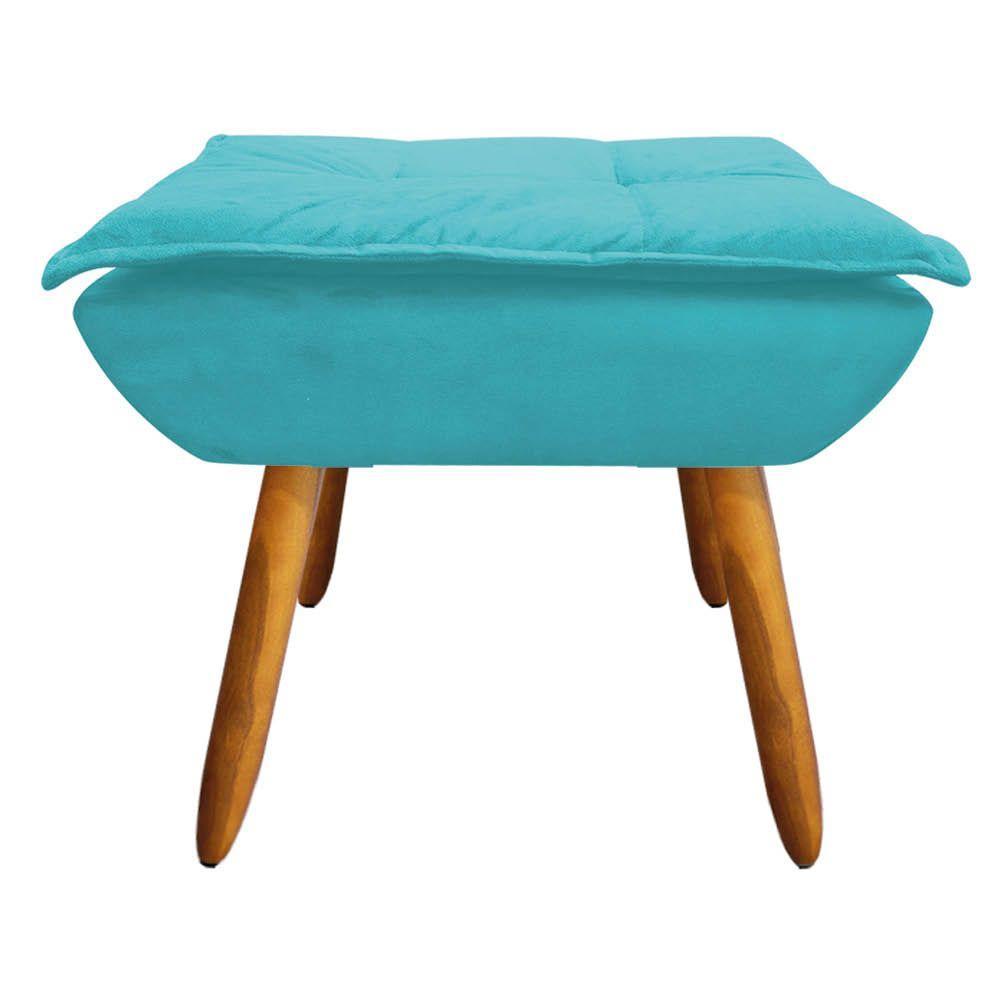 Kit 02 Poltronas Opala Com 01 Puff Opala Suede Azul Turquesa - 5