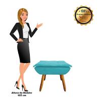 Kit 02 Poltronas Opala Com 01 Puff Opala Suede Azul Turquesa