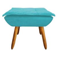 Kit 02 Poltronas Opala Com 01 Puff Opala Suede Azul Turquesa - 5