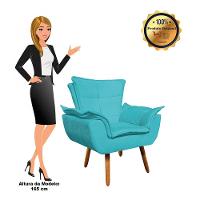 Kit 02 Poltronas Opala Com 01 Puff Opala Suede Azul Turquesa - 6