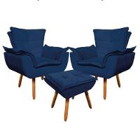 Kit 02 Poltronas Opala Com 01 Puff Opala Suede - 1