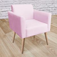 Kit 02 Poltronas Marisa Suede Pés Palito Natural Rosa Bebê - 2