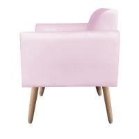 Kit 02 Poltronas Marisa Suede Pés Palito Natural Rosa Bebê - 3