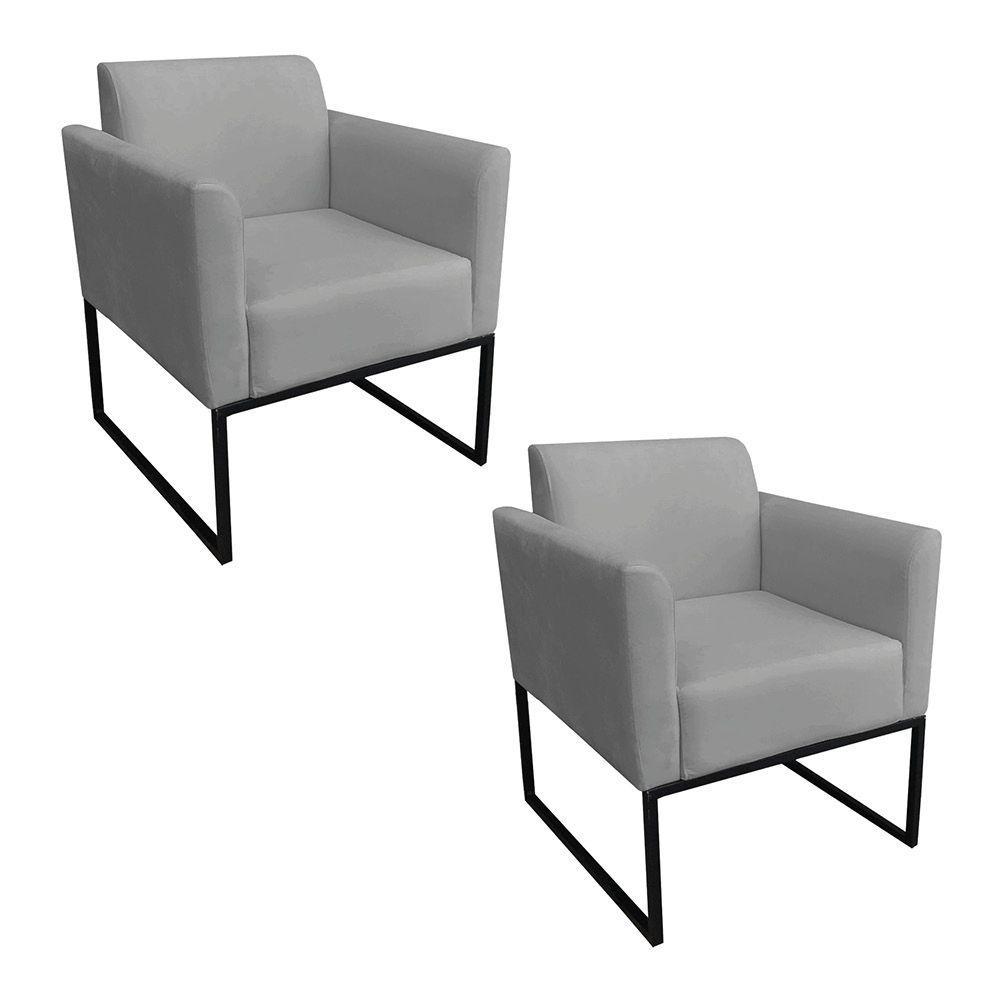 Kit 02 Poltronas Metálica Preto Grafite - 1